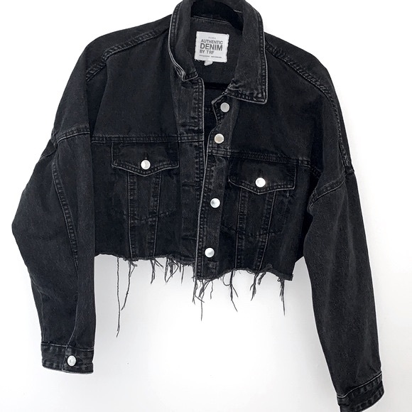 Zara Authentic Denim by TRF Cropped Jacket w Accent Elastic Back Waist Detail - Picture 2 of 6